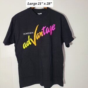 Vintage 90s Dominion Advantage Black Large T-Shirt Single Stitch Made/USA VGUC